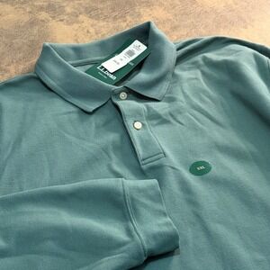 L.L.Bean Polo Shirt Mens XXL Juniper Green Premium Double L Long Sleeve 300459